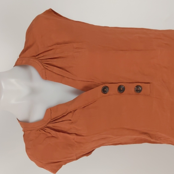 Witchery Womens Top Size XS Orange Sleeveless V-Neck Button Detail Lyocell Blend - Picture 3 of 14